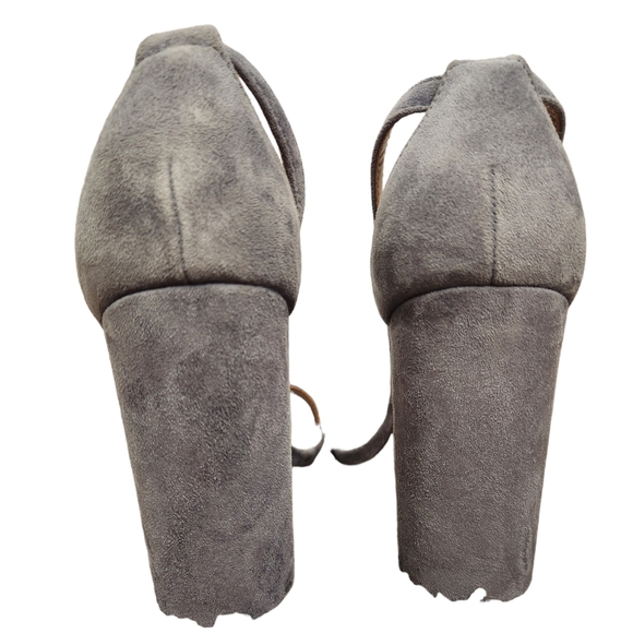 Steve Madden Carrson Suede Heels Gray Open Toe Ankle Strap Preppy Size 9.5M - Picture 2 of 8